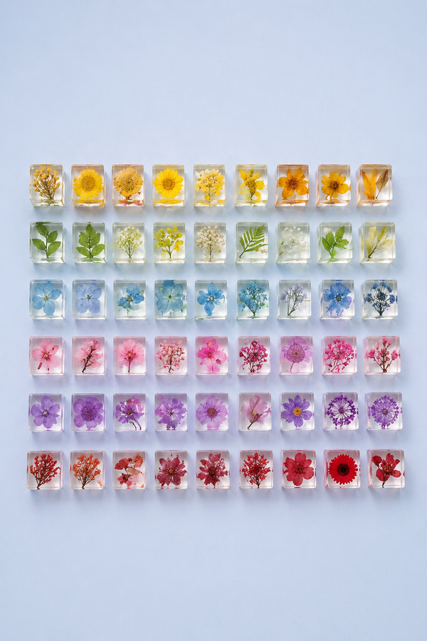 Muestra en resina - Puzzle colores floral